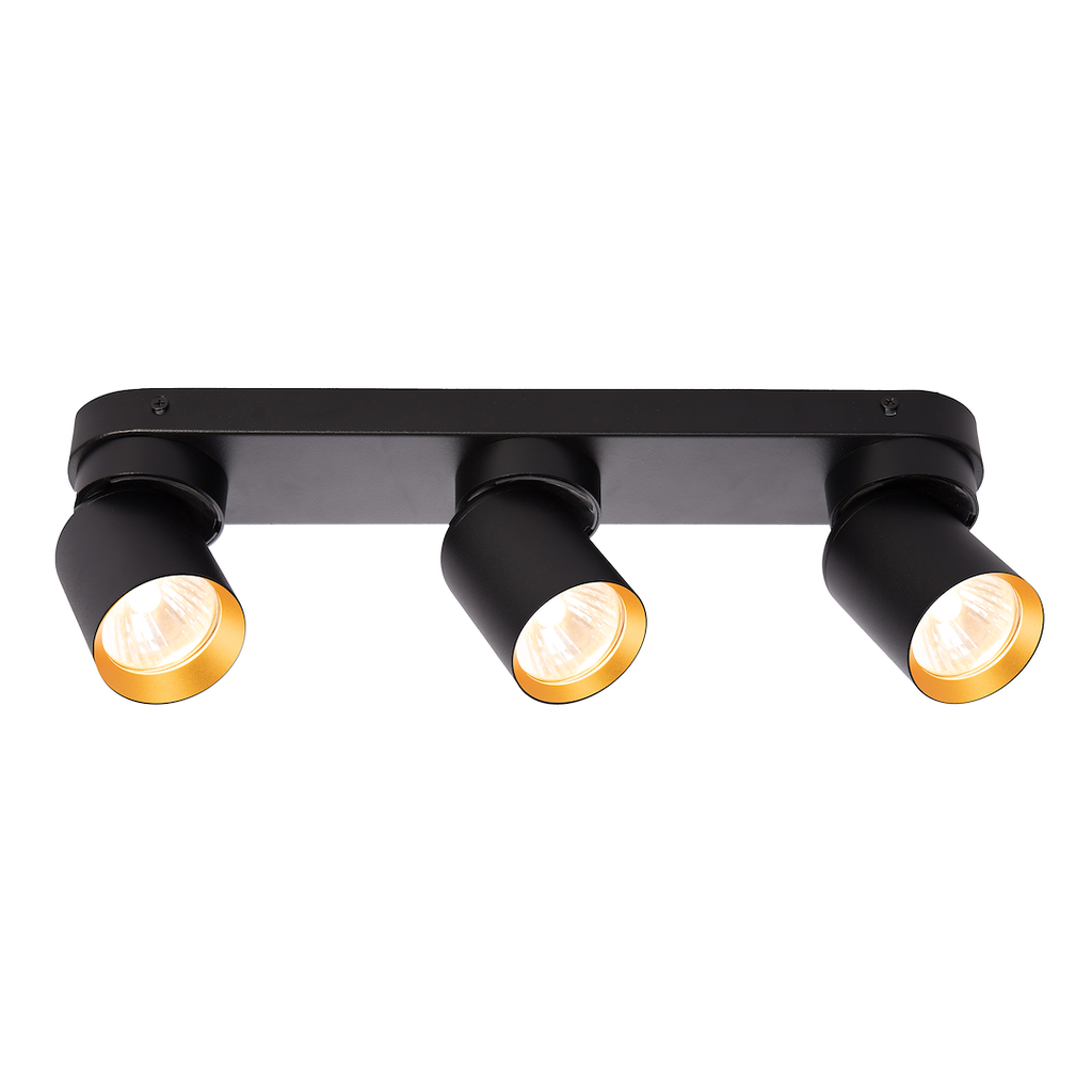 Deckenleuchte Andy (3x GU10) Schwarz + Gold - Milagro