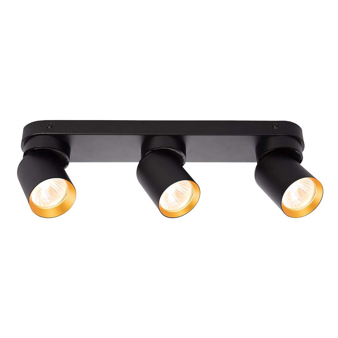Deckenleuchte Andy (3x GU10) Schwarz + Gold - Milagro