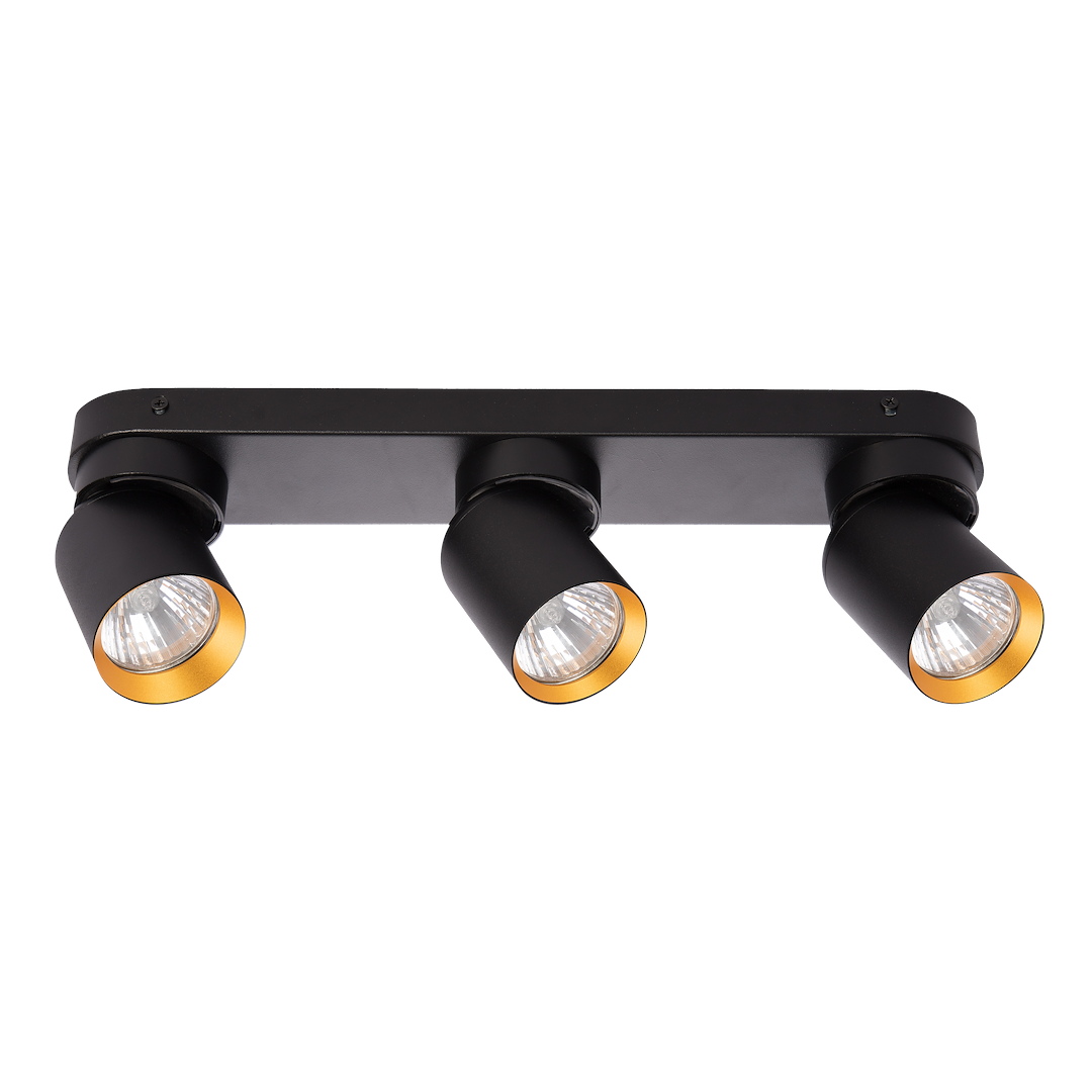 Deckenleuchte Andy (3x GU10) Schwarz + Gold - Milagro