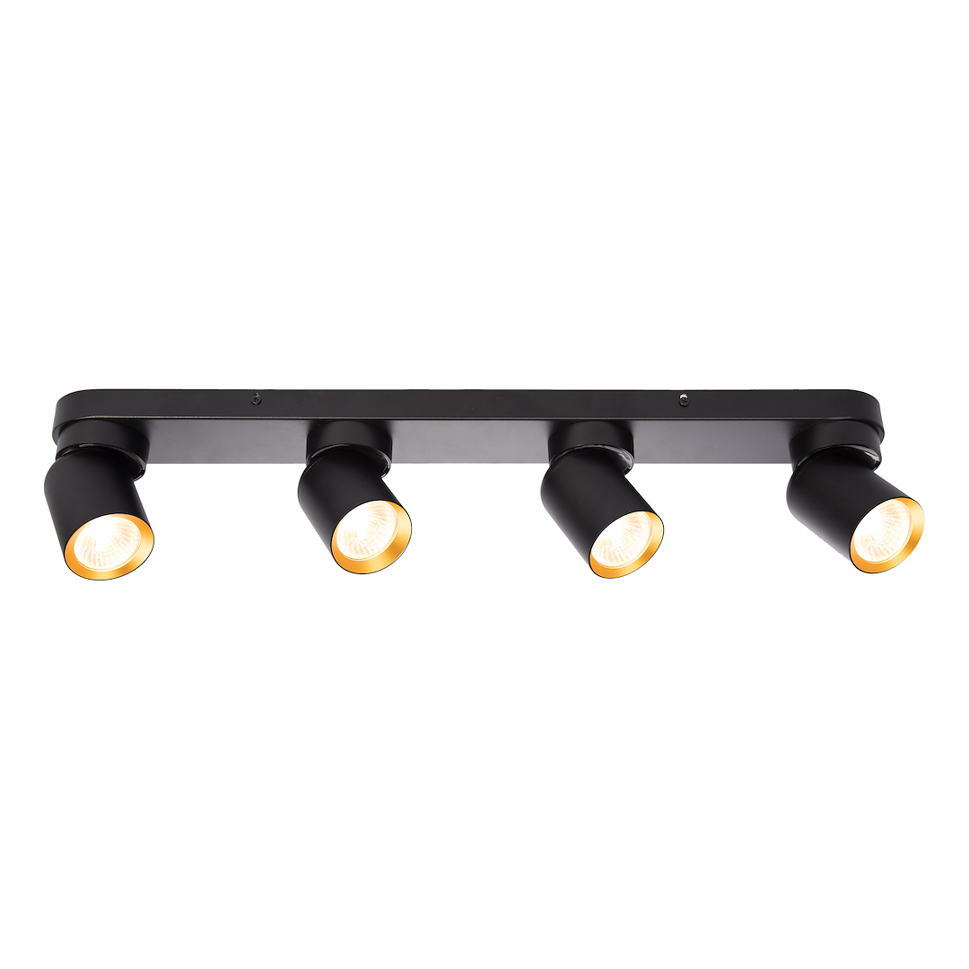 Deckenleuchte Andy (4x GU10) Schwarz + Gold - Milagro