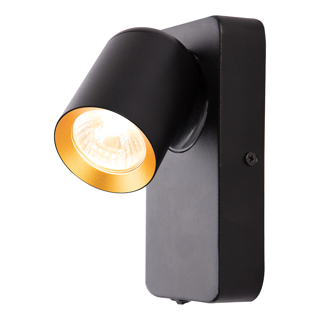 Wandleuchte ANDY (1x GU10) Schwarz & Gold - Milagro