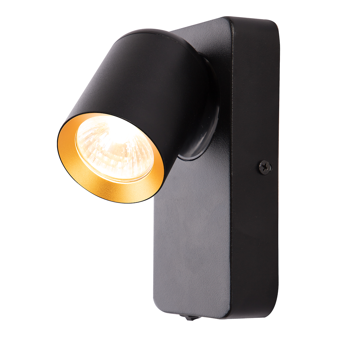 Wandleuchte ANDY (1x GU10) Schwarz & Gold - Milagro