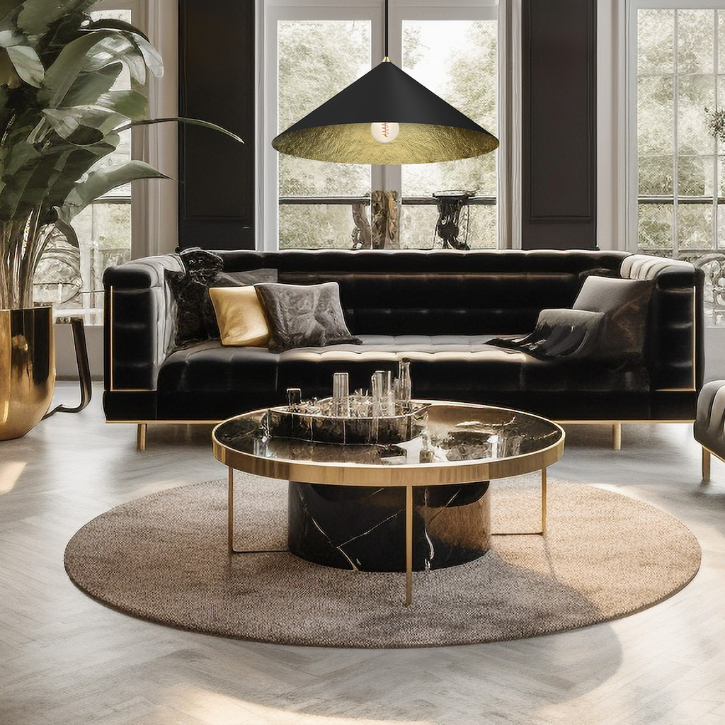 Pendelleuchte Fuji Ø50 cm Gold & Schwarz (1x E27) - Milagro