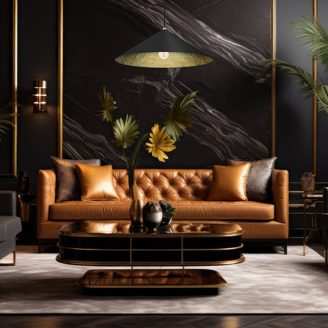 Pendelleuchte Fuji Ø70 cm Gold & Schwarz (1x E27) - Milagro
