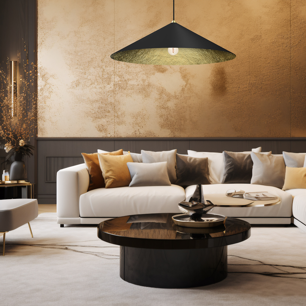 Pendelleuchte Fuji Ø90 cm Gold & Schwarz (1x E27) - Milagro