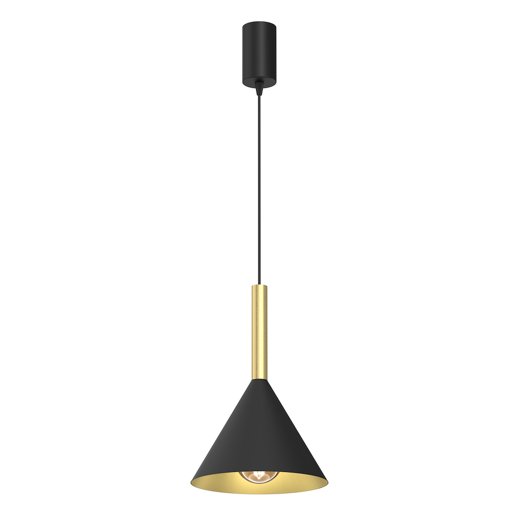 Pendelleuchte PERU Schwarz & Gold Messing (1x E27) - Milagro