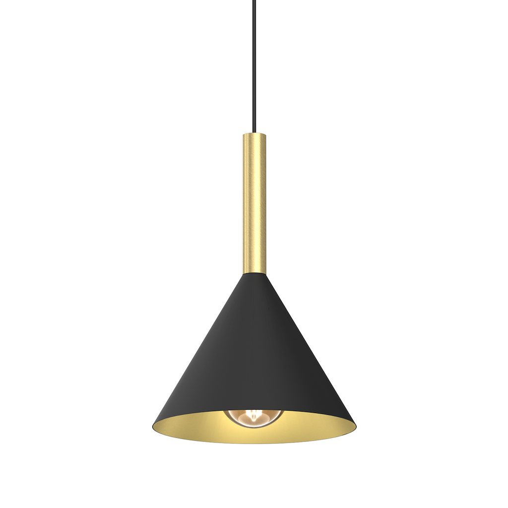 Pendelleuchte PERU Schwarz & Gold Messing (1x E27) - Milagro
