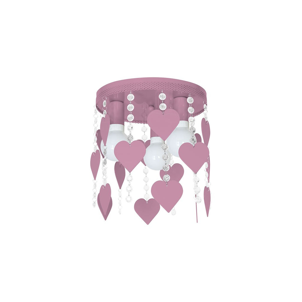 Kinderzimmer Deckenleuchte CORAZON rosa Herz (3x E27) - Milagro