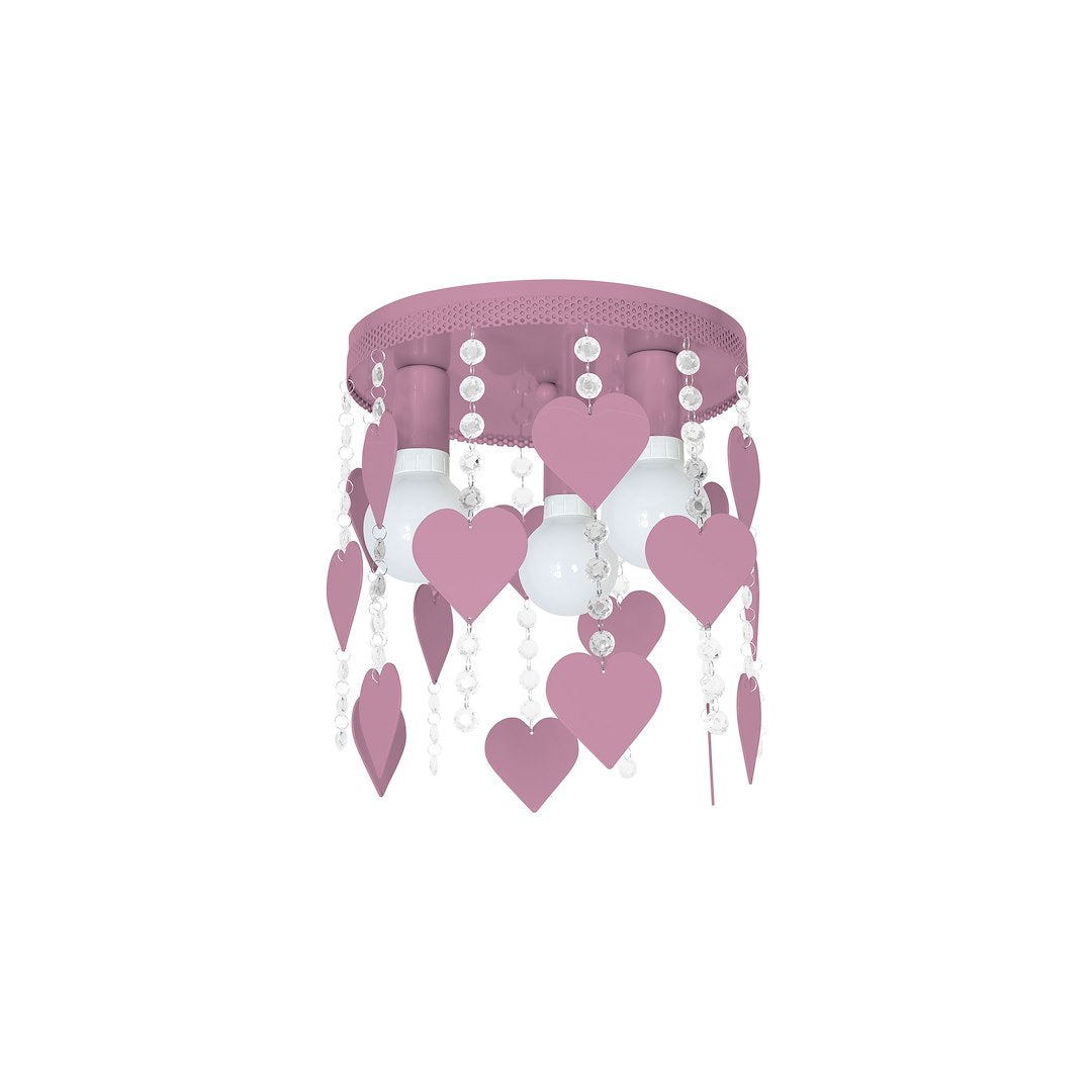 Kinderzimmer Deckenleuchte CORAZON rosa Herz (3x E27) - Milagro