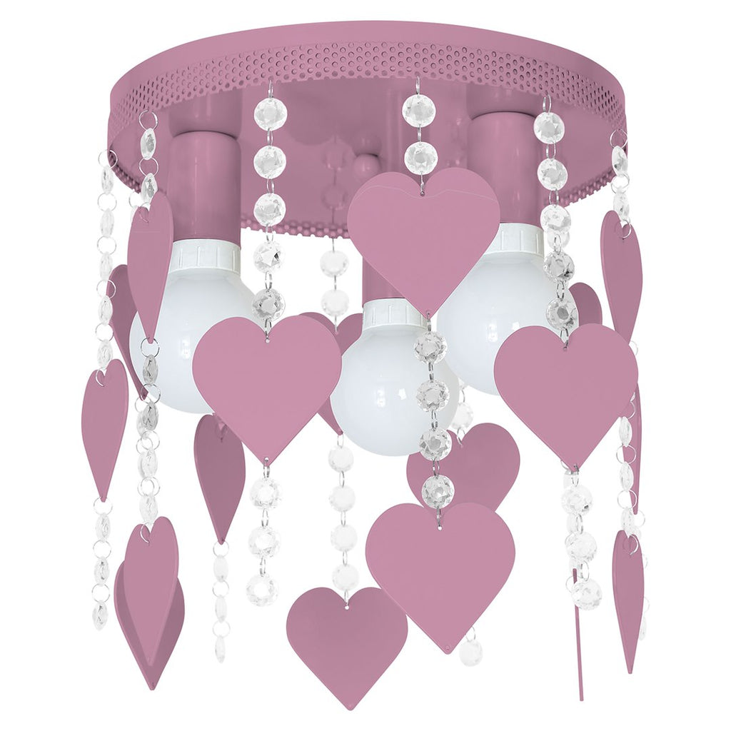 Kinderzimmer Deckenleuchte CORAZON rosa Herz (3x E27) - Milagro