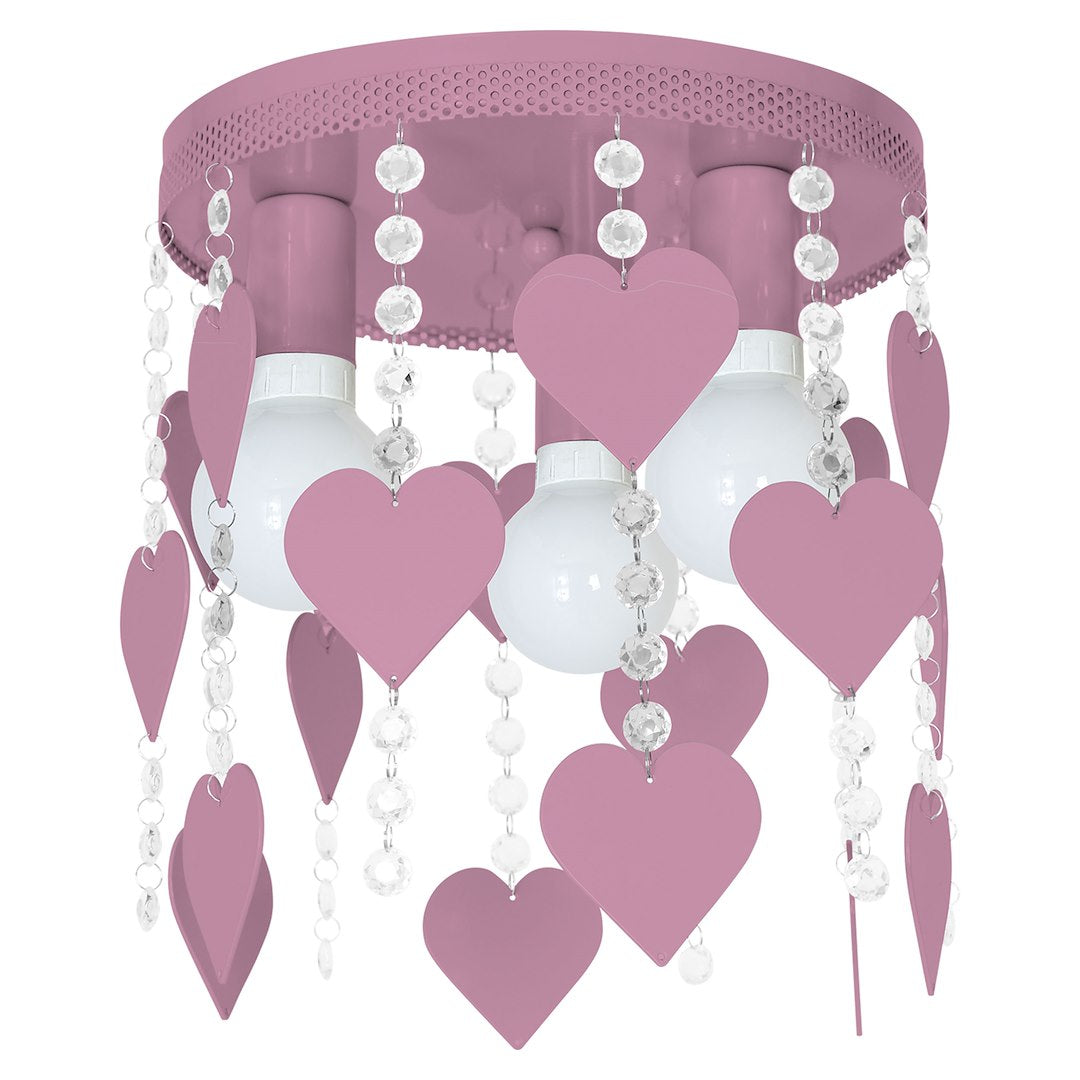 Kinderzimmer Deckenleuchte CORAZON rosa Herz (3x E27) - Milagro