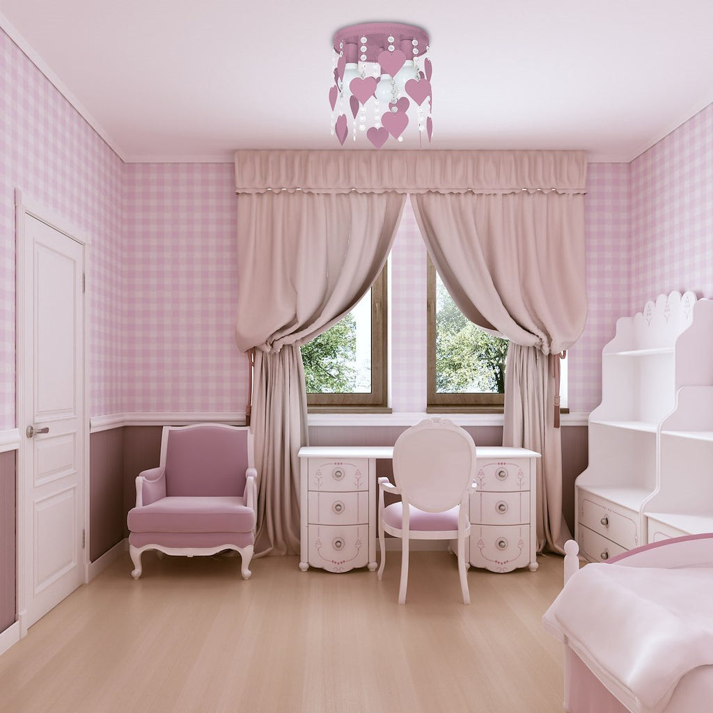 Kinderzimmer Deckenleuchte CORAZON rosa Herz (3x E27) - Milagro