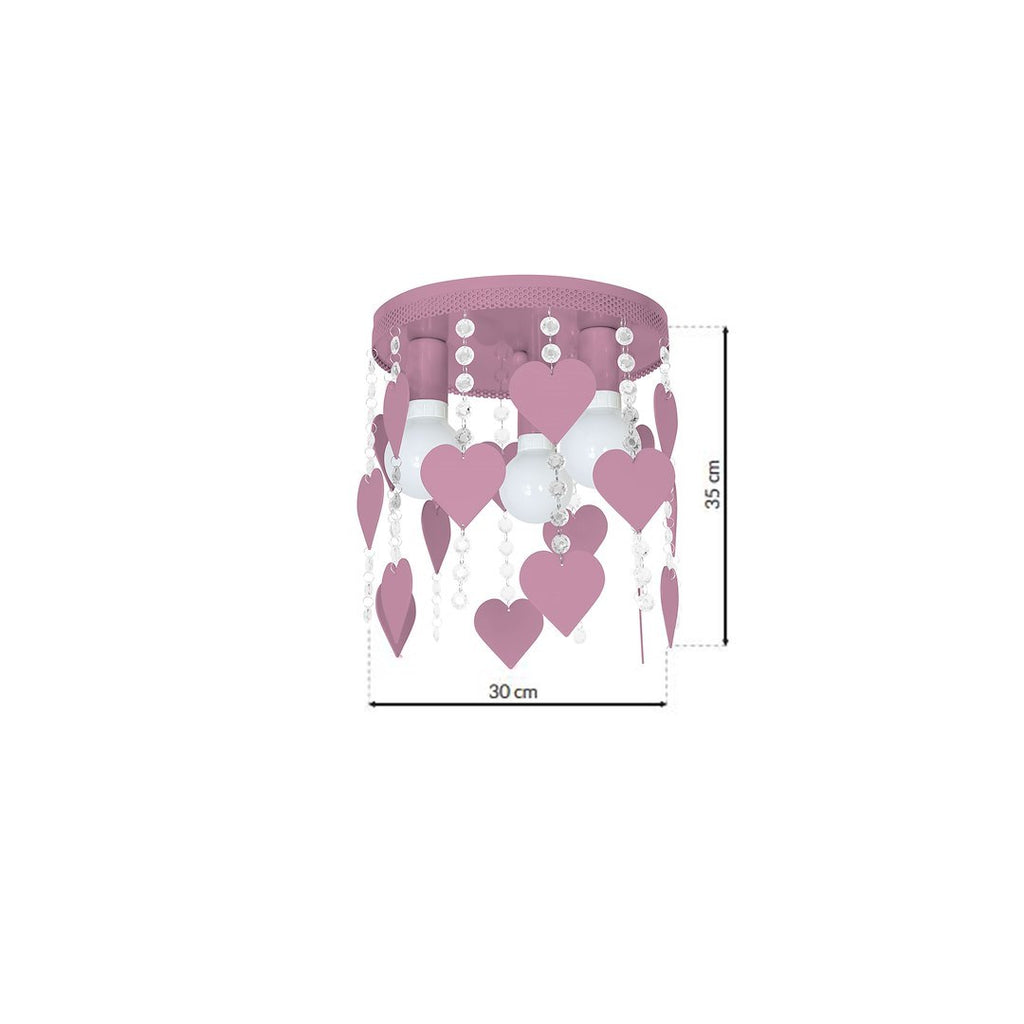 Kinderzimmer Deckenleuchte CORAZON rosa Herz (3x E27) - Milagro