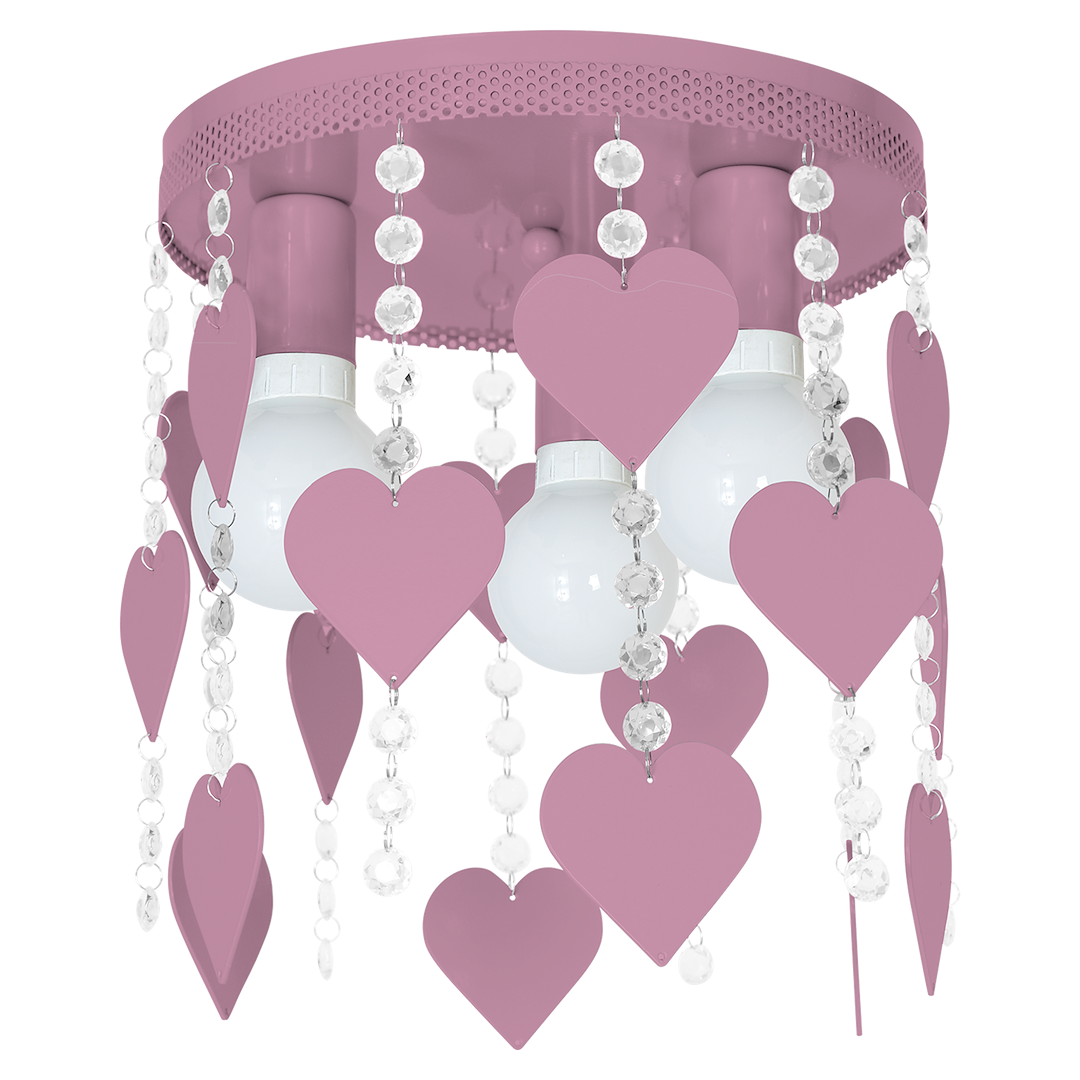 Kinderzimmer Deckenleuchte CORAZON rosa Herz (3x E27) - Milagro