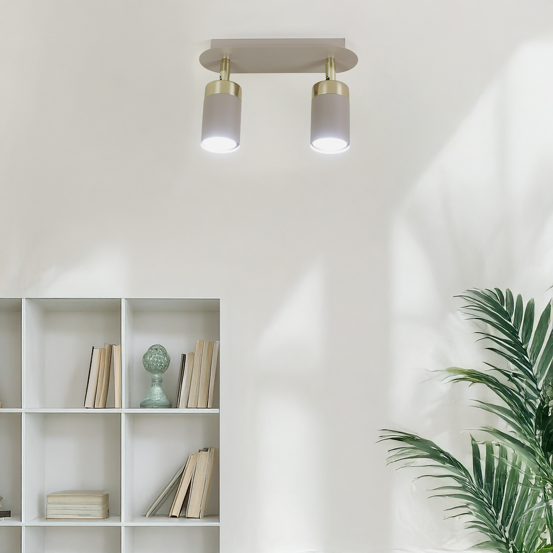 Deckenleuchte JOKER Beige & Gold (2x GU10) - Milagro
