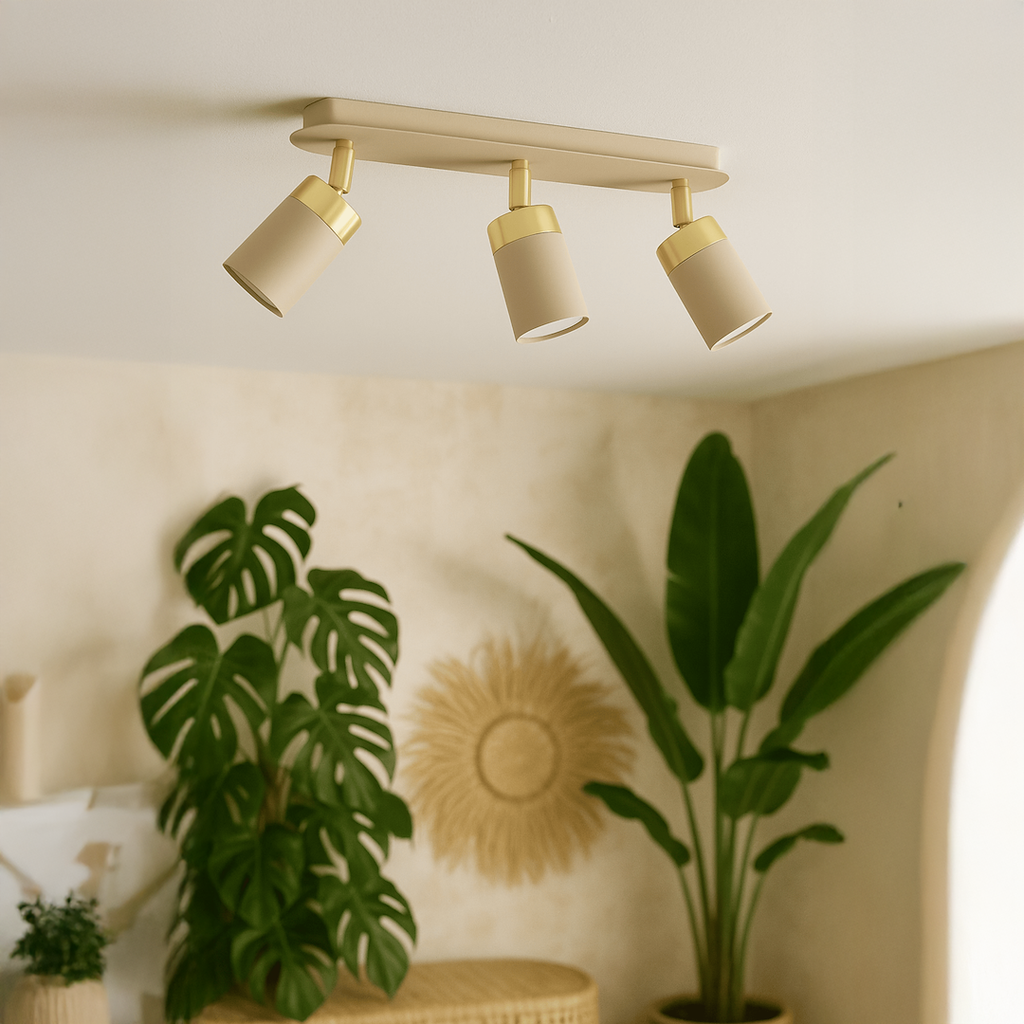 Deckenleuchte JOKER Beige & Gold (3x GU10) - Milagro