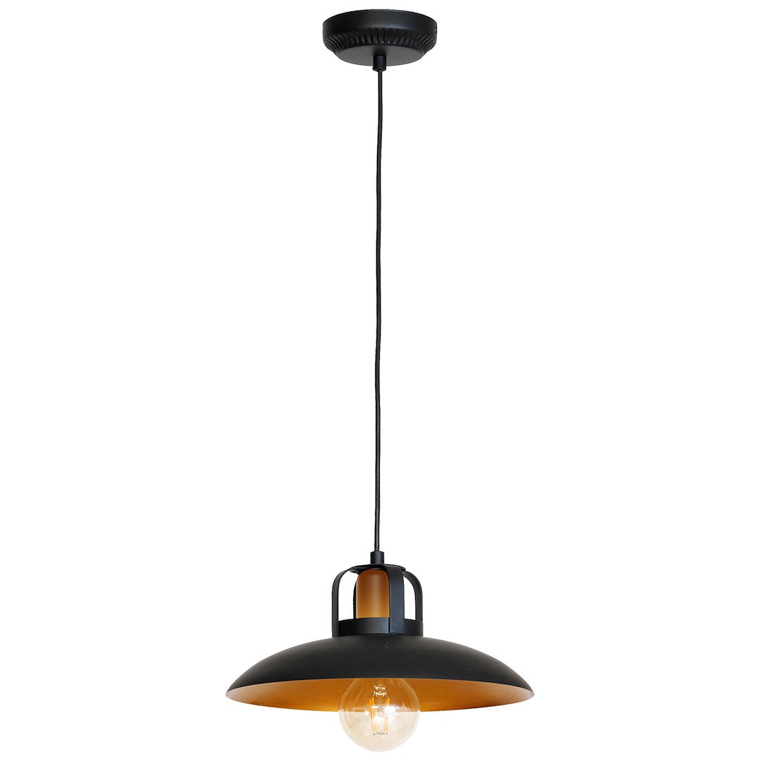 Pendelleuchte FELIX (1x E27) Schwarz & Gold - Milagro