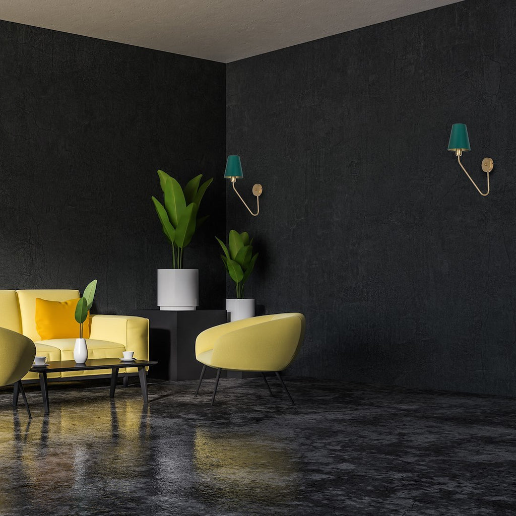 Wandleuchte VICTORIA Grün & Gold, Textil / Stoff (1x E27) - Milagro