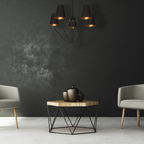 Pendelleuchte / Kronleuchter VICTORIA Stoff & Schwarz – Messing (5x E27) - Milagro