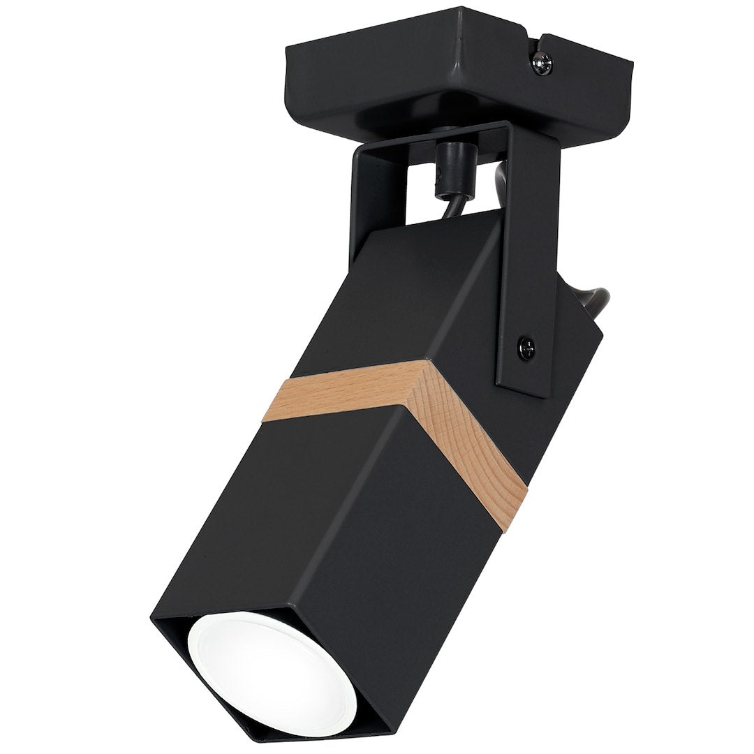 Wandleuchte VIDAR Schwarz & Holz (1x GU10) - Milagro