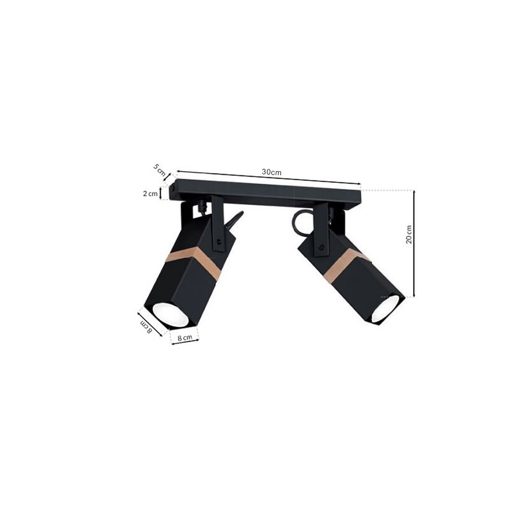 Deckenleuchte Spot Balken VIDAR Schwarz & Holz (2x GU10) - Milagro