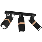 Deckenleuchte Spot Balken VIDAR Schwarz & Holz (3x GU10) - Milagro