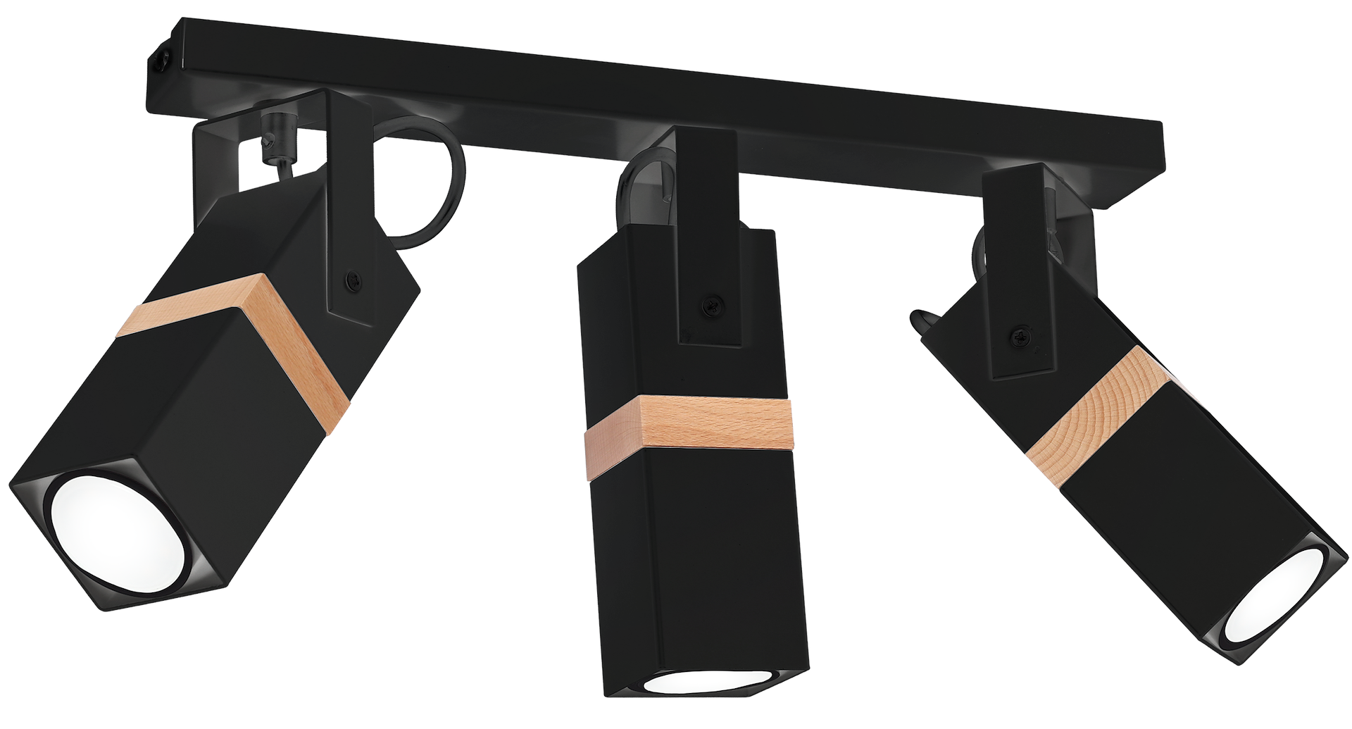 Deckenleuchte Spot Balken VIDAR Schwarz & Holz (3x GU10) - Milagro