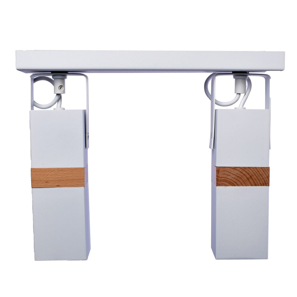 Deckenleuchte Spot Balken VIDAR (2x GU10) Weiß & Holz - Milagro