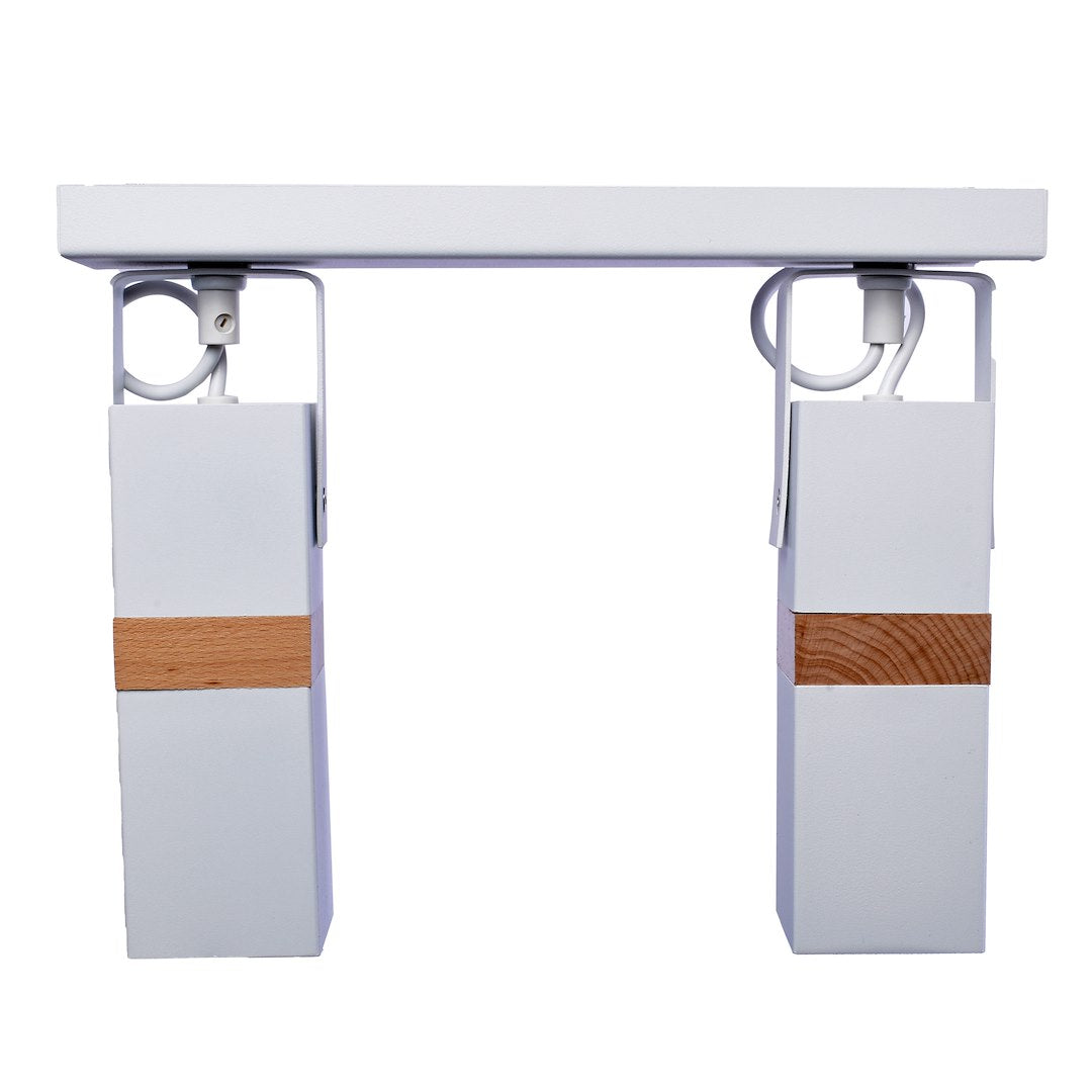 Deckenleuchte Spot Balken VIDAR (2x GU10) Weiß & Holz - Milagro