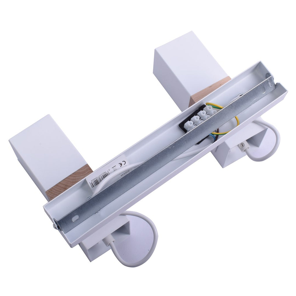 Deckenleuchte Spot Balken VIDAR (2x GU10) Weiß & Holz - Milagro