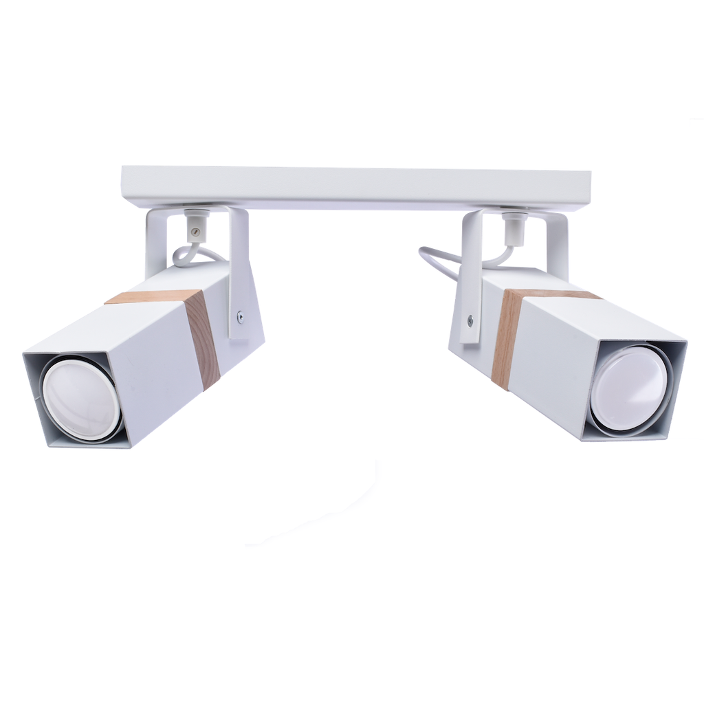 Deckenleuchte Spot Balken VIDAR (2x GU10) Weiß & Holz - Milagro
