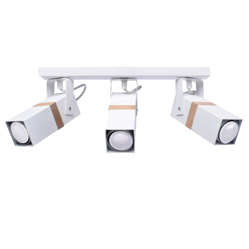 Deckenleuchte Spot Balken VIDAR (3x GU10) Weiß & Holz - Milagro