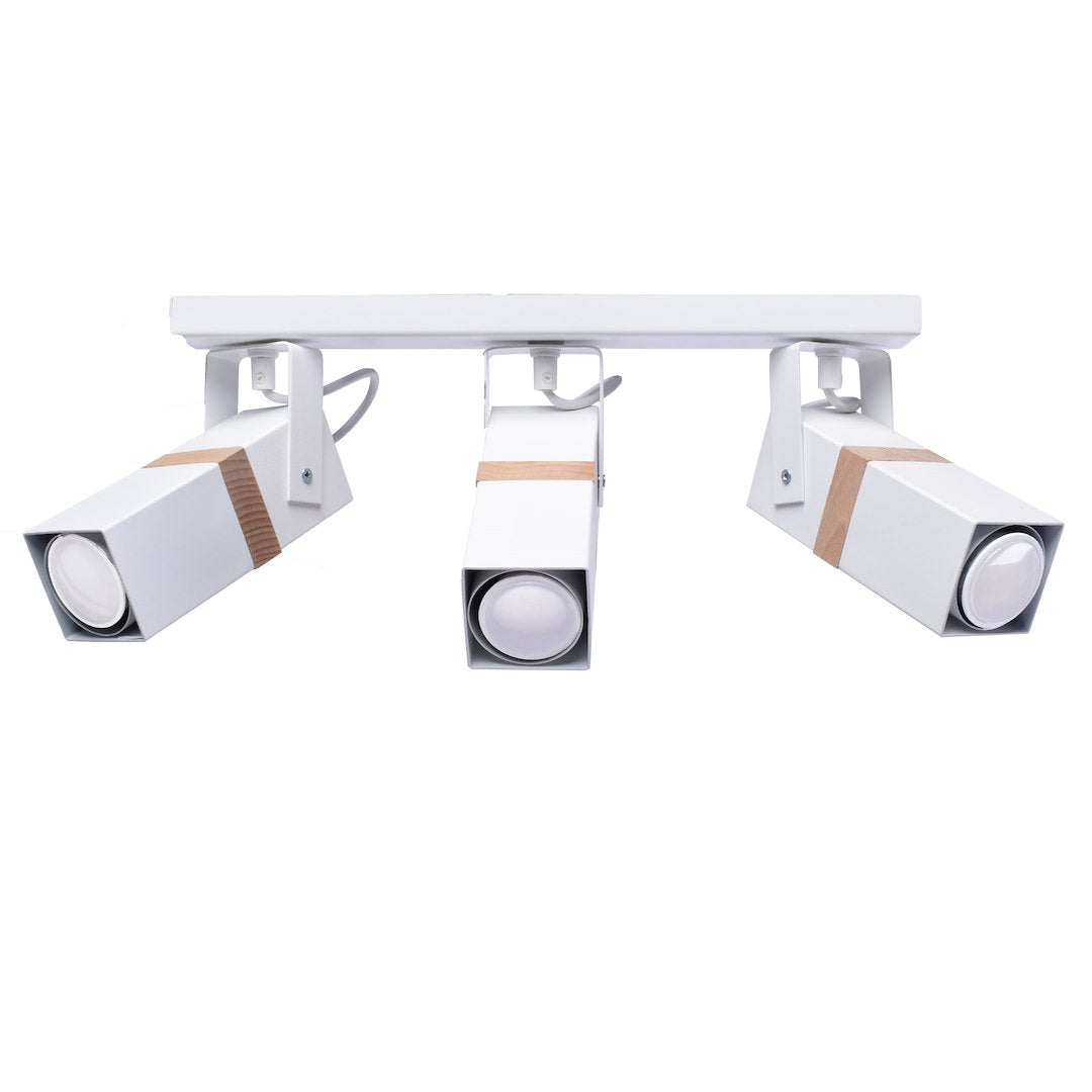 Deckenleuchte Spot Balken VIDAR (3x GU10) Weiß & Holz - Milagro