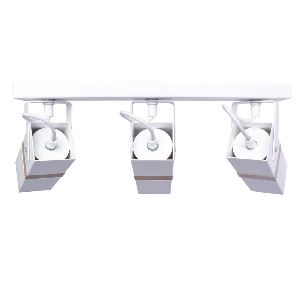 Deckenleuchte Spot Balken VIDAR (3x GU10) Weiß & Holz - Milagro