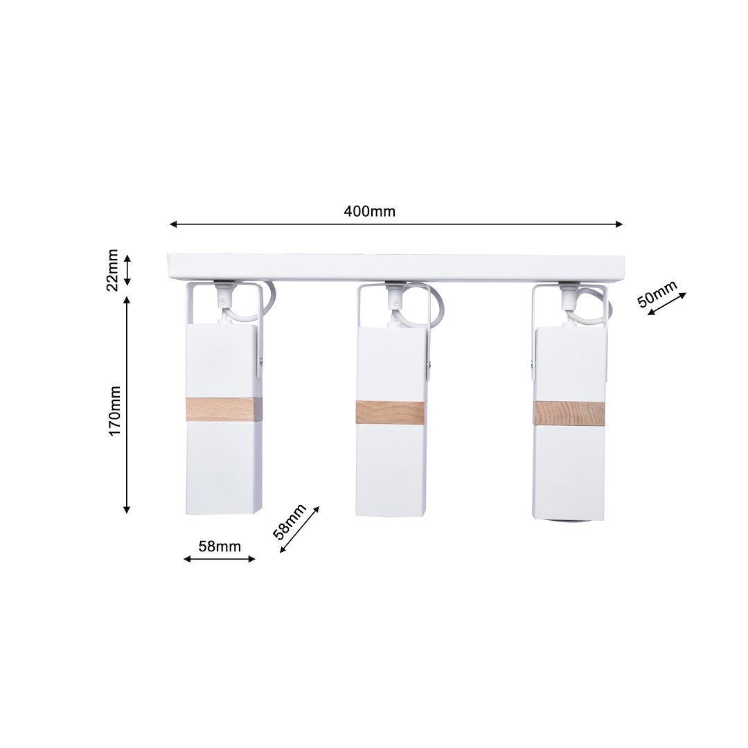 Deckenleuchte Spot Balken VIDAR (3x GU10) Weiß & Holz - Milagro