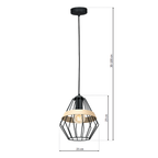 Pendelleuchte CLIFF Schwarz & Holz (1x E27) - Milagro