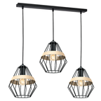 Pendelleuchte CLIFF Schwarz & Holz (3x E27) - Milagro