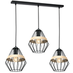 Pendelleuchte CLIFF Schwarz & Holz (3x E27) - Milagro
