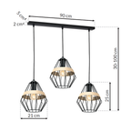 Pendelleuchte CLIFF Schwarz & Holz (3x E27) - Milagro