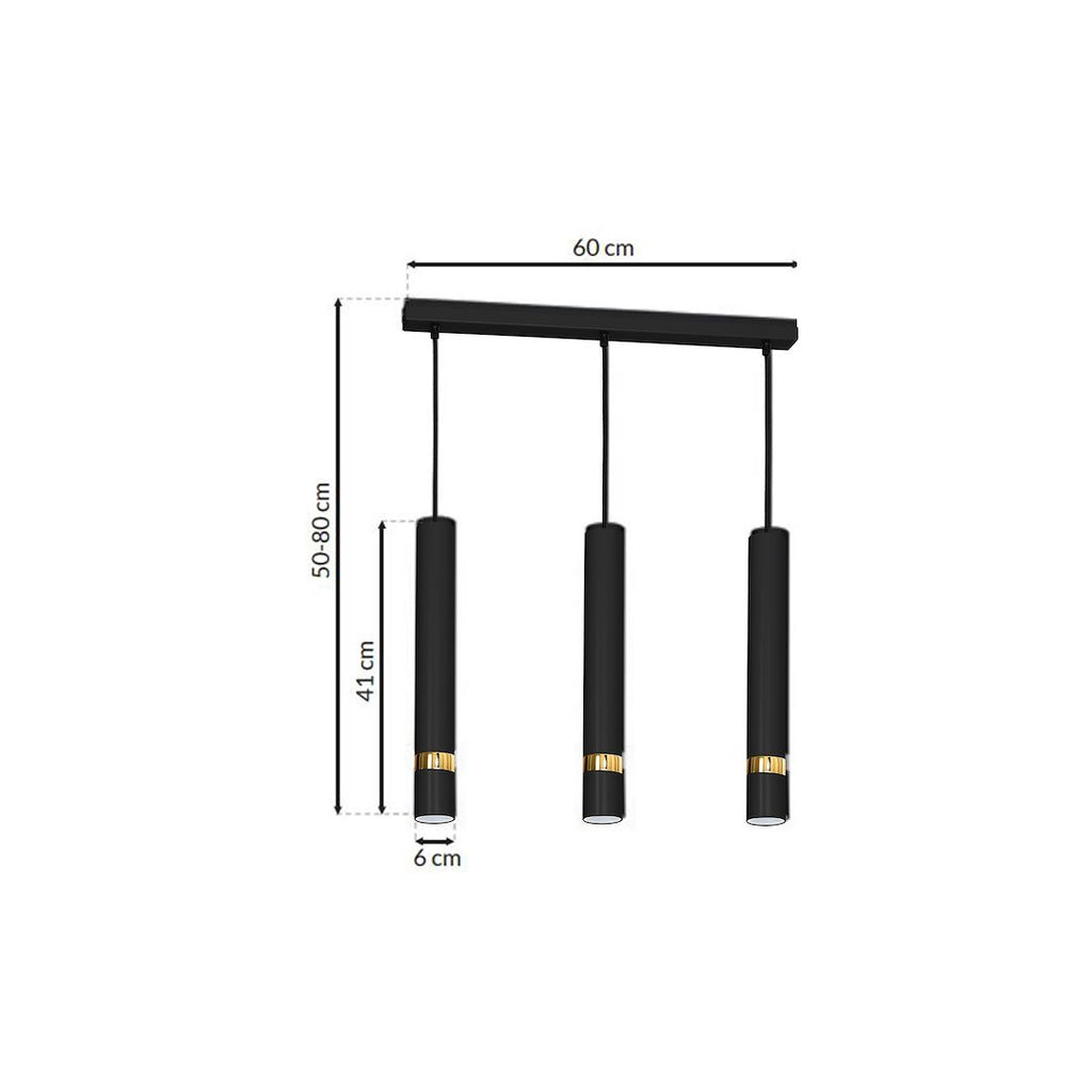 Pendelleuchte JOKER Schwarz & Gold (3x GU10) - Milagro
