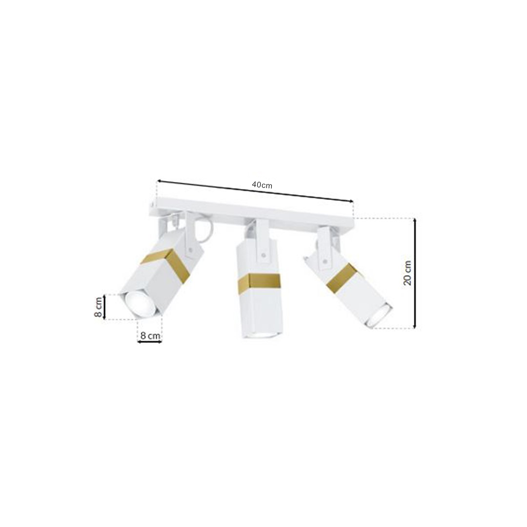 Deckenleuchte Spot Balken VIDAR (3x GU10) Weiß & Gold - Milagro