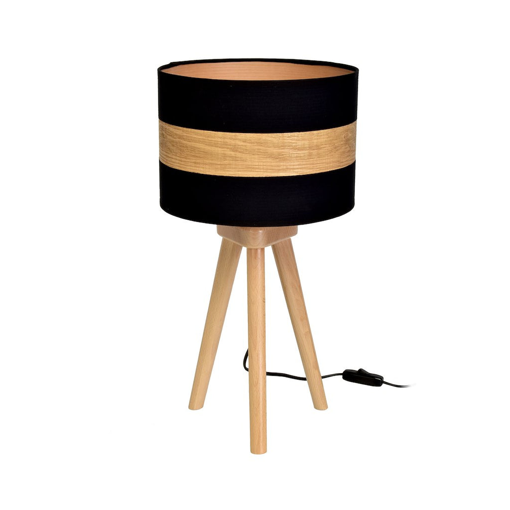 Tischleuchte TERRA Holz & Schwarz (1x E27) - Milagro