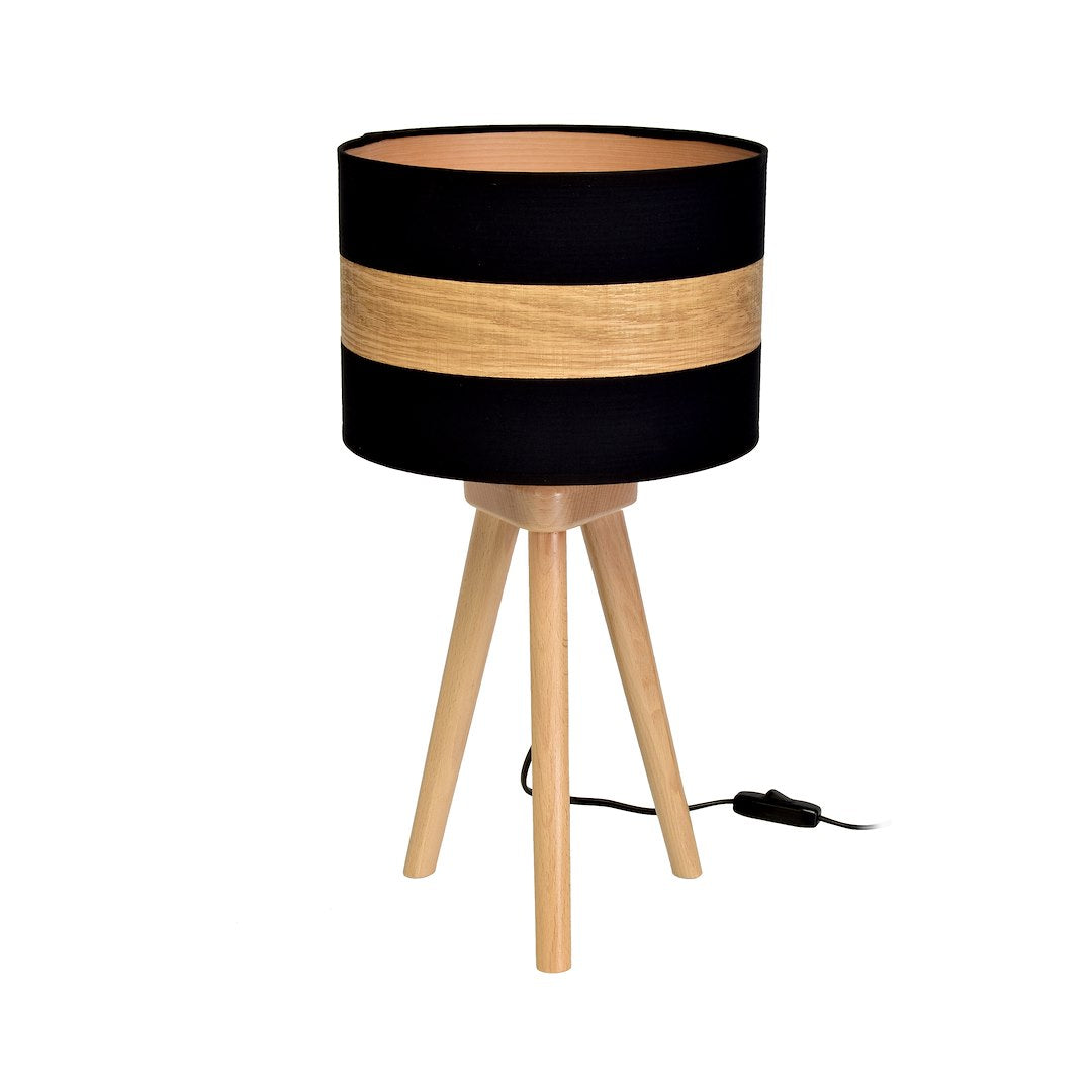 Tischleuchte TERRA Holz & Schwarz (1x E27) - Milagro