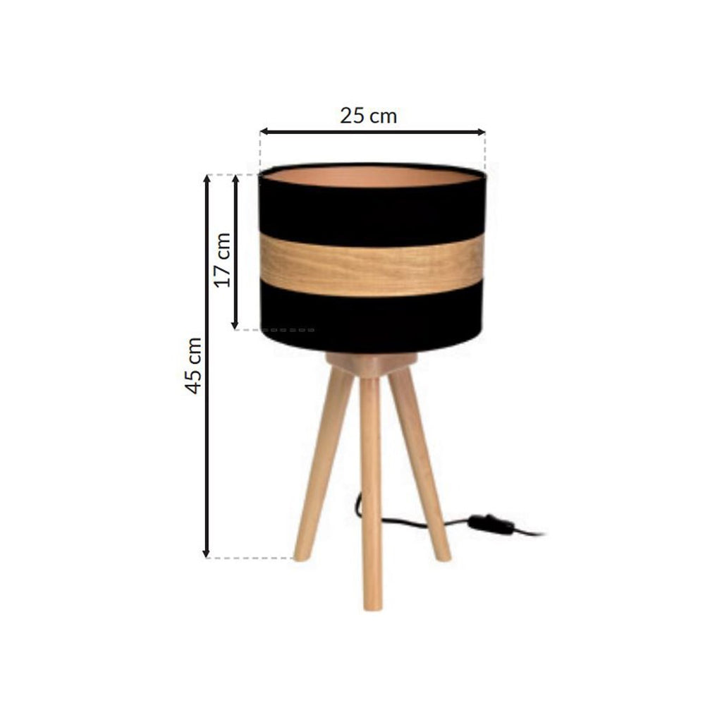 Tischleuchte TERRA Holz & Schwarz (1x E27) - Milagro