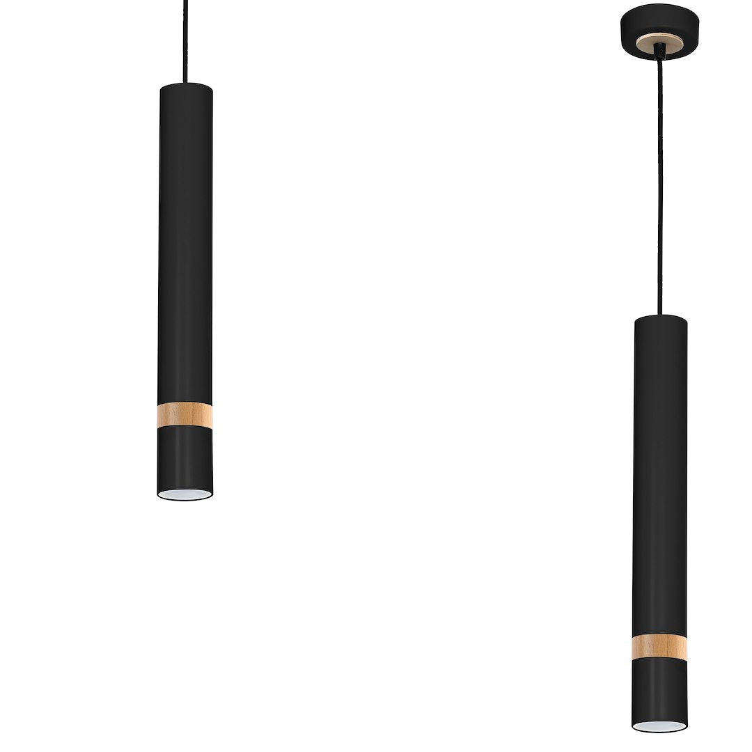 Pendelleuchte JOKER Schwarz & Holz (1x GU10) - Milagro
