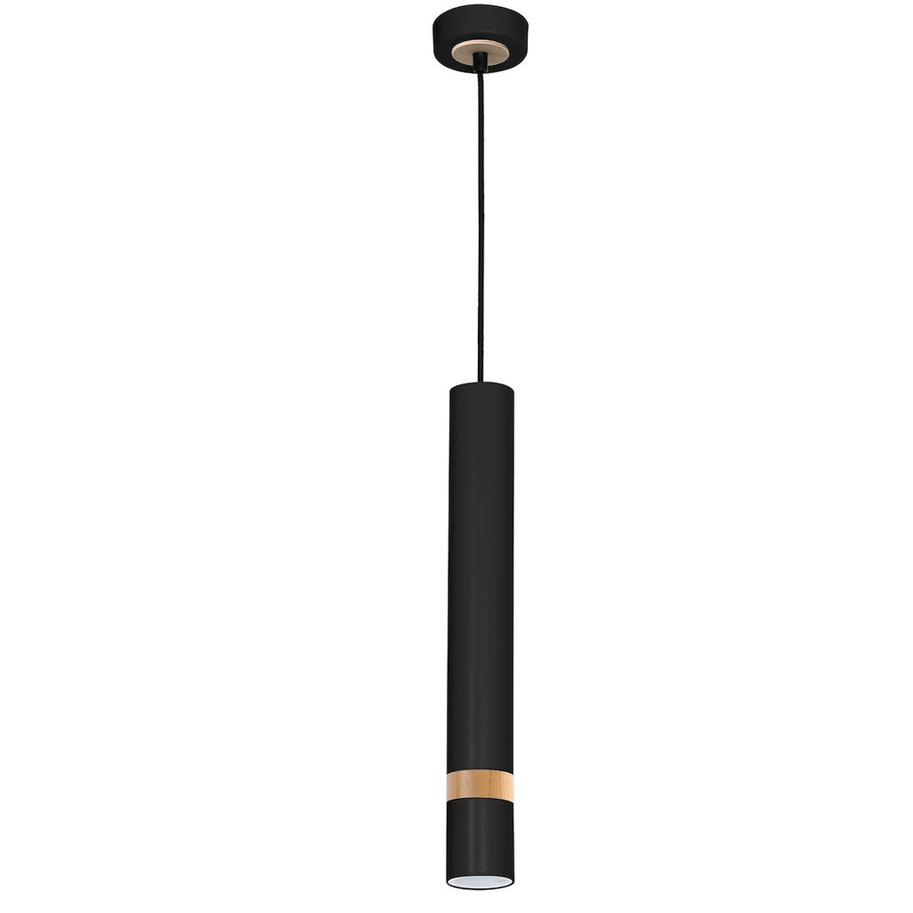 Pendelleuchte JOKER Schwarz & Holz (1x GU10) - Milagro