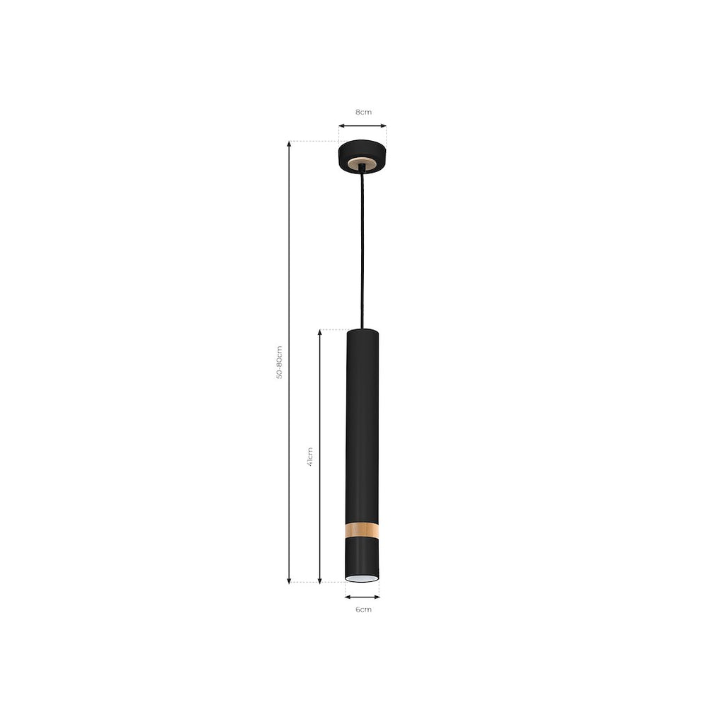 Pendelleuchte JOKER Schwarz & Holz (1x GU10) - Milagro