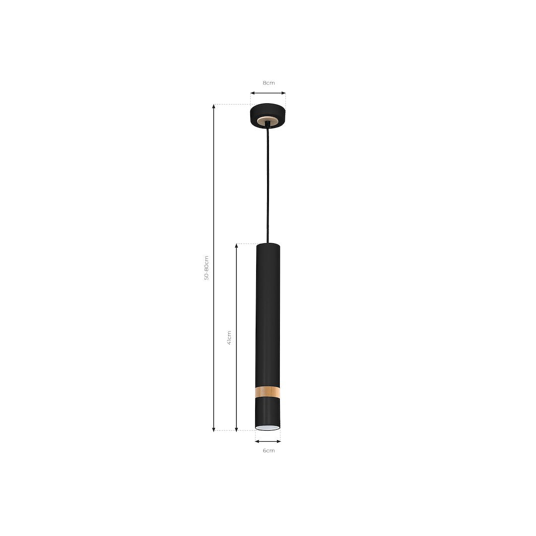 Pendelleuchte JOKER Schwarz & Holz (1x GU10) - Milagro