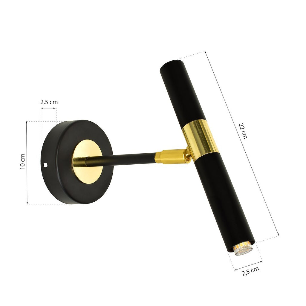 Wandleuchte MONZA Schwarz & Gold (1x G9) (8W) - Milagro