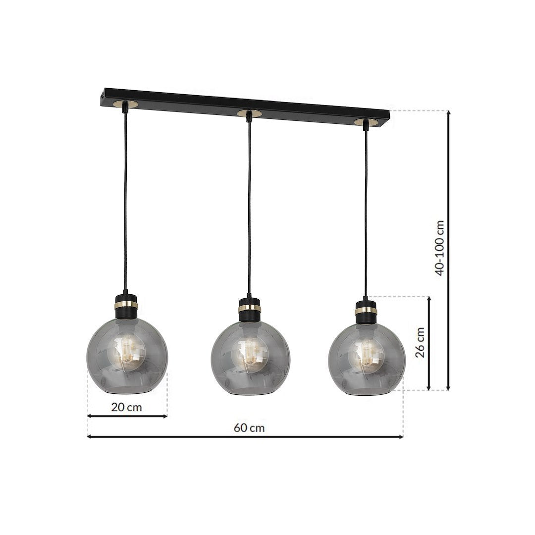 Pendelleuchte OMEGA Schwarz & Gold (3x E27) - Milagro